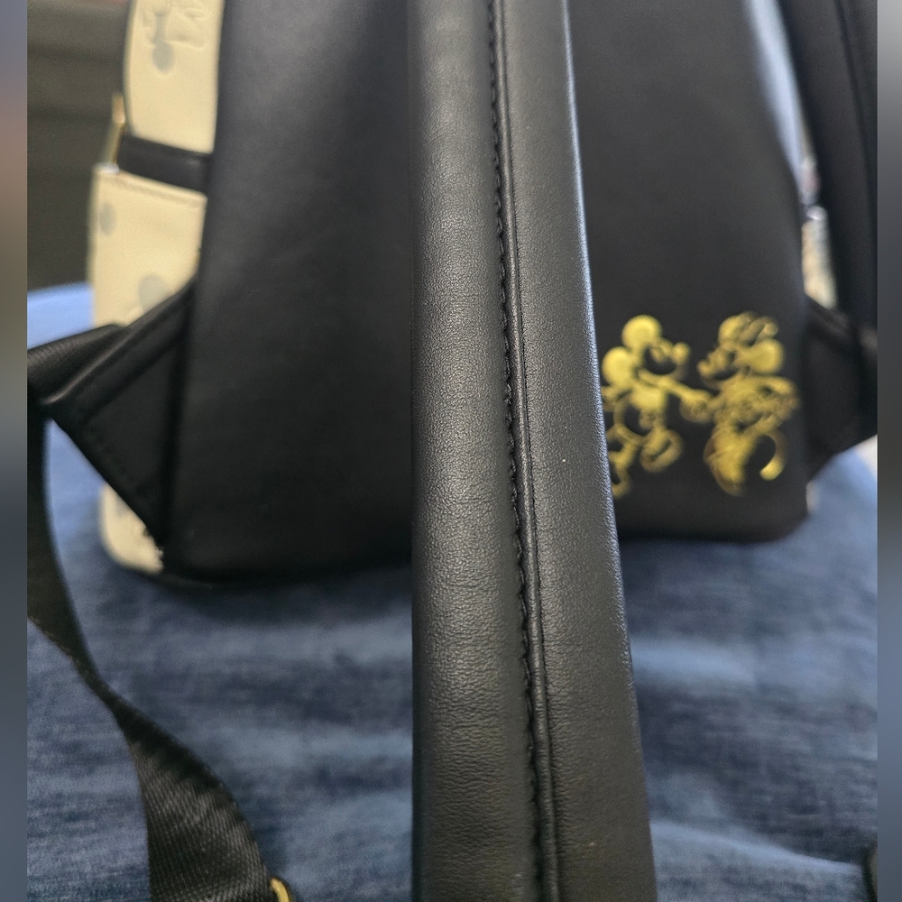 Loungefly Disney Cream and Black Quilted Backpack - Picture 3 of 8